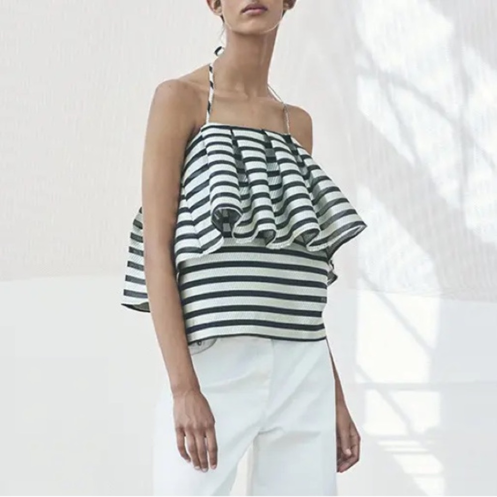 Baum Und Pferdgarten Summer Michaela Top in silver and black stripe